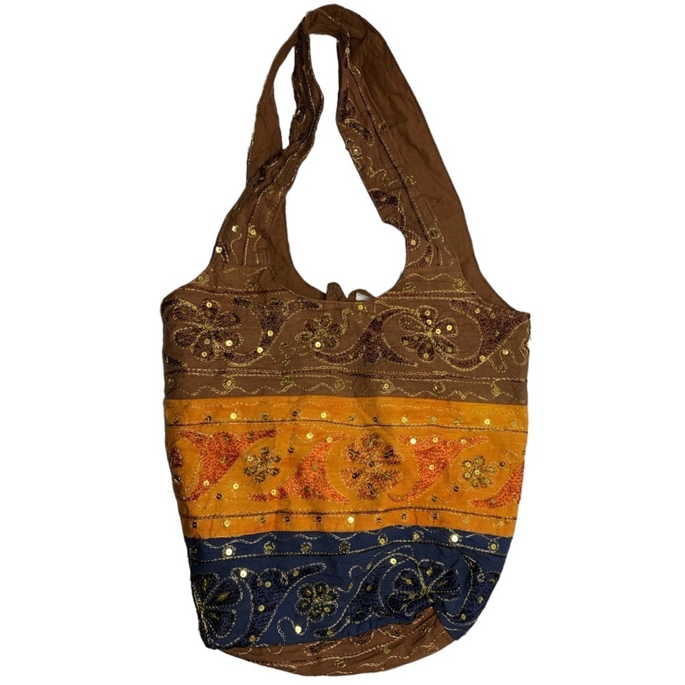 Boho Indian Patchwork Sequin Hobo Bag Embroidered Festival Shoulder Purse - Picture 1 of 12
